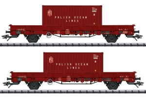Zestaw 2 platform 24Z (Ks-x) H0-1:87 PKP ep. IV z kontenerami Polish Ocean Lines, Trix 24555