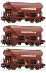 Zestaw 3 wagonów samowyładowczych Tds "Transcereales" H0-1:87 SNCF ep. IV, Roco 76033, NA ZAMÓWIENIE