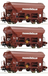 Zestaw 3 wagonów samowyładowczych Tds "Transcereales" H0-1:87 SNCF ep. IV, Roco 76033, NA ZAMÓWIENIE