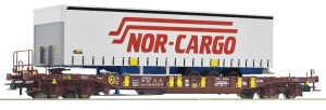 Wagon platforma T3 Sdgmns 33 z naczepą Nor-Cargo H0-1:87 AAE ep. VI, Roco 76222, NA ZAMÓWIENIE