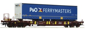 Wagon platforma T3 Sdgmns 33 z naczepą P&O Ferrymasters H0-1:87 AAE ep. VI, Roco 76235, NA ZAMÓWIENIE