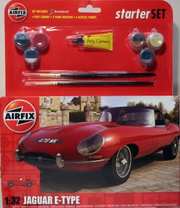 Jaguar E-Type 1:32 z klejem, farbami i pędzlem, Airfix 55200