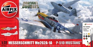Messerschmitt Me262 & P-51D Mustang Dogfight Double 1:72 z klejem, farbami i pędzlem, Airfix 50183, NA ZAMÓWIENIE