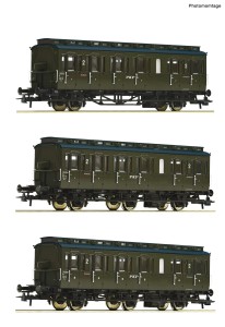 Zestaw 3 wagonów osobowych ex "preussischen" H0-1:87 PKP ep. III- IV, Roco 74020