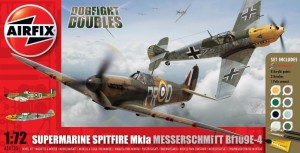 Gift Set - Spitfire MkIa & Bf109E-4 Dogfight Doubles 1:72 z klejem, farbami i pędzlem, Airfix 50135, NA ZAMÓWIENIE
