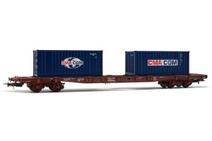 Wagon platforma Sg z kontenerami 2 szt x 20 "CMA CGM" H0-1:87 ERR ep. VI, Rivarossi HR6502
