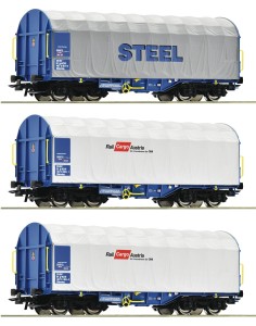 Zestaw 3 wagonów plandekowych Shimmns H0-1:87 ÖBB ep. VI, Roco 77024