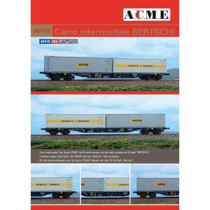 Wagon platforma Sgnss 60* z kontenerami 30* Bertschi H0-1:87 CEMAT Intermodal ep. V-VI, ACME 40418