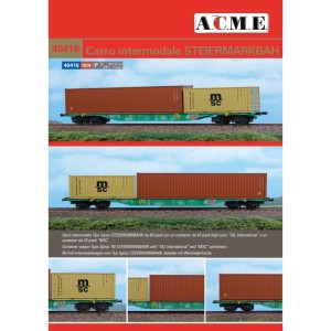 Wagon platforma Sgnss 60* z kontenerami 40*+20* TAL i MSN H0-1:87 STLB Intermodal ep. V-VI, ACME 40416