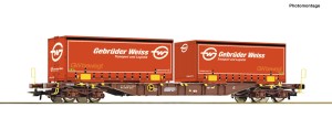 Wagon platforma typu Sgnss z kontenerami Gebruder Weiss H0-1:87 OBB ep. VI, Roco 77344