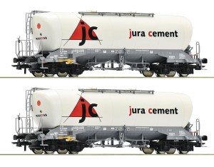 Zestaw 2 wagonów silosów Uacns H0-1:87 „Jura Cement“/ Wascosa ep. VI, Roco 76146, NA ZAMÓWIENIE