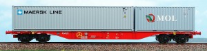 Wagon platforma Sgnss-y 60* z 2 kontenerami 40* i 20* H0-1:87 Rail Cargo Austria Intermodal ep. V-VI, ACME 40411
