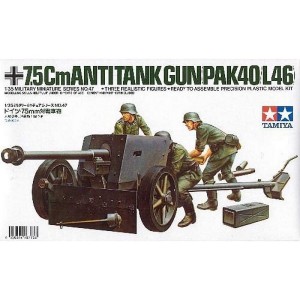 Niemieckie działo przeciwpancerne 75mm Pak 40 z załogą w 1:35, Tamiya 35047