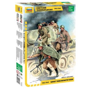 Radziecka piechota czołgowa (II Wojna Światowa 1943-1945) skala 1:35, figurki niemalowane, Zvezda 3544