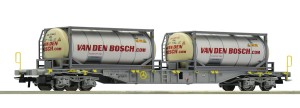 Wagon platforma typu Sgns z Bulk kontenerami Van Den Bosch H0-1:87 PKP ep. VI, Roco 77347