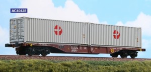 Wagon platforma Sgnss 60* z 2 kontenerami 30* Paganella H0-1:87 Touax ep. V-VI, ACME 40428