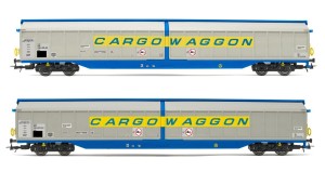 Zestaw 2 wagonów towarowych z przesuwnymi ścianami "Cargowaggon" DB ep.IV H0 1:87, Rivarossi HR6599, NA ZAMÓWIENIE