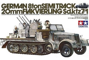 Niemiecki transporter z działem przeciwlotniczym 8ton SEMI TRACK 20mm FLAKVIERLING Sd.Kfz. 7/1 w 1:35, Tamiya 35050