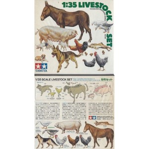 Zestaw zwierząt gospodarskich 1:35, figurki niemalowane, Tamiya 35128
