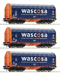 Zestaw 3 wagony plandekowe Shimmns H0-1:87 Wascosa ep. VI, Roco 76009, NA ZAMÓWIENIE