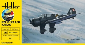 Samolot PZL P-23 A/B KARAS 1:72 z klejem, farbami i pędzlem, Heller 56247