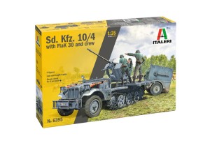 Niemiecki transporter z działkiem i figurkami Sd.Kfz.10/4 with FLAK 30 and crew w 1:35, Italeri 6395