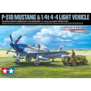 Zestaw samolot P-51D Mustang i auto 1/4-Ton 4X4 Light Vehicle w skali 1:48, Tamiya 25205, NA ZAMÓWIENIE