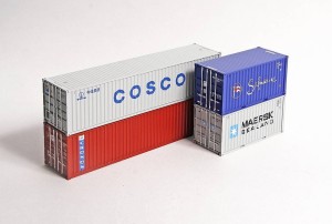 Zestaw 4 kontenera - Safmarine i MAERSK Sealand 20-stopowe, COSCO i CRONOS 40-stopowe H0-1:87, ACME 95035, NA ZAMÓWIENIE
