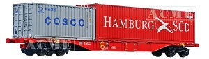 Wagon platforma Sgnss 60* z kontenerami 20* i 40* Cosco i Hamburg Sud H0-1:87 Rail Cargo Austria ep. V-VI, ACME 40412