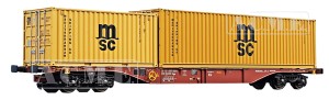 Wagon platforma Sgnss 60* z kontenerami 20* i 40* MSC H0-1:87 Touax ep. V-VI, ACME 40435