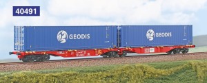 Wagon platforma kontenerowa Sggmrss 90’ z kontenerami 45* firmy “Geodis” H0-1:87 DB Cargo Polska ep. V-VI, ACME 40491, ZAPOWIEDŹ