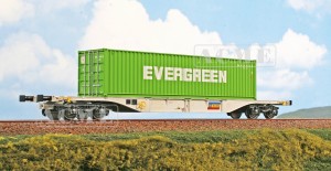 Wagon platforma Sgns z kontenerem 40* Evergreen H0-1:87 CFR Marfa ep. VI, ACME AF30052