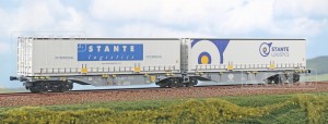Wagon platforma kontenerowa Sggmrss 90’ z kontenerami typu naczepy 45* firmy “Stante” H0-1:87 Ermewa ep. V-VI, ACME 40392, NA ZAMÓWIENIE
