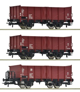 Zestaw 3 wagonów węglarek typu El-u (Omu) H0-1:87 DR ep. IV, Roco 6600146, NA ZAMÓWIENIE
