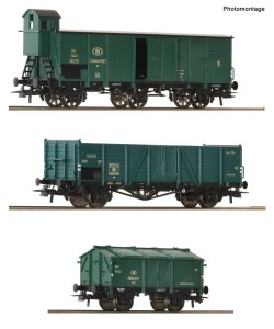 Zestaw 3 wagonów pociągu towarowego H0-1:87 SNCB ep. III, Roco 6600079, NA ZAMÓWIENIE