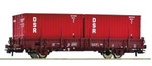 Wagon platforma Ks z kontenerami H0-1:87 DR ep. IV, Roco 6600138