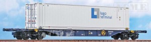 Wagon platforma Sgnss 60* z kontenerem 45* Lugo Terminal H0-1:87 CEMAT ep. V-VI, ACME 40419
