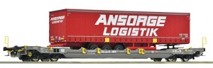 Wagon platforma Sdgnss/T5 z naczepą Ansorge Logistik H0-1:87 Hupac ep. VI, Roco 6600222, ZAPOWIEDŹ