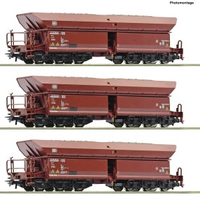 Zestaw 3 wagonów samowyładowczych Faals 150 (Set 2) H0-1:87 DB ep. IV, Roco 77031