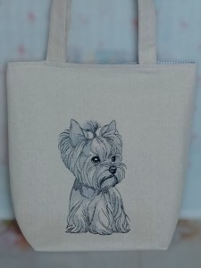 Ekologiczna Torba bawełniana z haftem -Pies rasy Yorkshire Terrier-