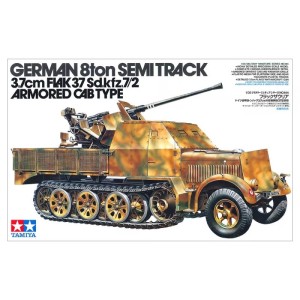 Niemiecki transporter 8 ton SEMI TRACK Sd.Kfz. 7/2 z działem FLAK 37mm (3,7cm) w 1:35, Tamiya 35144