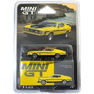 FORD MUSTANG MACH1 1971 (Grabber Yellow)- Blister w 1:64, Mini GT 01139-BL
