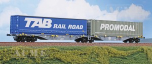Wagon platforma kontenerowa typ Sggmrss 90ft z kontenerami “TAB Rail Road” i “Promodal” H0-1:87 ERMEWA ep. VI, ACME 40496, NA ZAMÓWIENIE