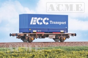 Wagon platforma intermodalna typ Lgmns z kontenerem "ECC Transport" H0-1:87 DSB ep. V, ACME 40513, NA ZAMÓWIENIE