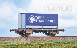 Wagon platforma intermodalna typ Lgmns z kontenerem "DFDS Transport" H0-1:87 DSB ep. V, ACME 40516, NA ZAMÓWIENIE