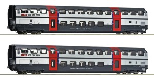 Zestaw 2 wagonów osobowych piętrowych 2 kl. typu B „IC 2000“, H0-1:87 SBB ep. VI, Roco 6200217, NA ZAMÓWIENIE