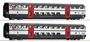 Zestaw 2 wagonów osobowych piętrowych 2 kl. typu B „IC 2000“ (Set 1), H0-1:87 SBB ep. VI, Roco 6200216, ZAPOWIEDŹ