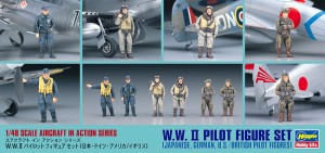 Figurki - Piloci (Japan, Niemczy, USA, Wielka Brytania) - set w 1:48, 18 figurek niemalowanych, Hasegawa X48-07 (36107)