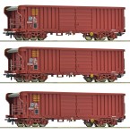 Zestaw 3 węglarek 4-os. z rozsuwanym dachem typ Taems H0-1:87 SNCF ep. IV, Roco 6600285, ZAPOWIEDŹ