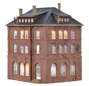 Budynek kolejowy H0-1:87 z oświetleniem LED, Kibri 38199